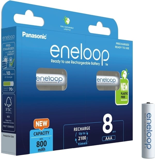 Panasonic Eneloop AAA 800 mAh - batteri, 8 st