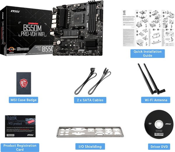 MSI B550M PRO-VDH WIFI mATX moderkort med AM4-socket