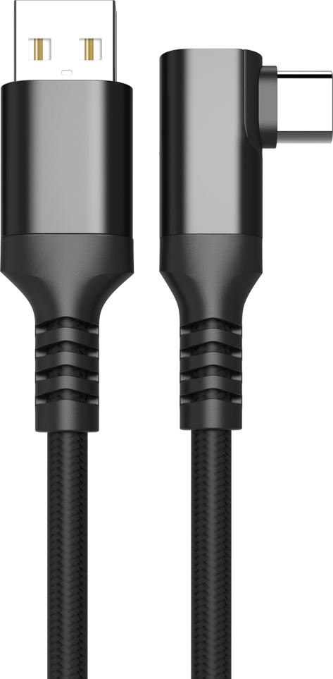 Fuj:tech USB-C 90° - USB-A kabel, 3 m, svart