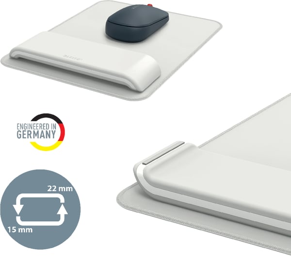 Leitz Ergo musmatta med justerbart handledsstöd, vit