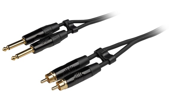 Fuj:tech 2 x 6,3 mm hane – 2 x RCA hane ljudkabel, 3 m, svart