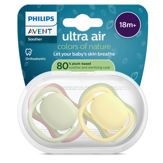 Philips Avent Ultra Air napp, över 18 mån, 2 st, ljusgrön/gul