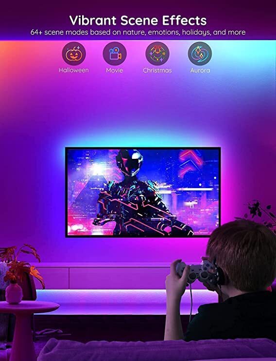Govee RGBIC Basic LED Strip Lights -LED-ljusslinga, Wi-Fi + Bluetooth, 5 m
