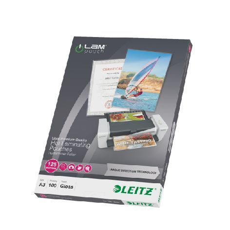 Leitz iLAM A3 UDT 125 mic blank laminating pouch, 100 pcs Leitz iLAM A3 UDT 125 mic blank laminating pouch, 100 pcs