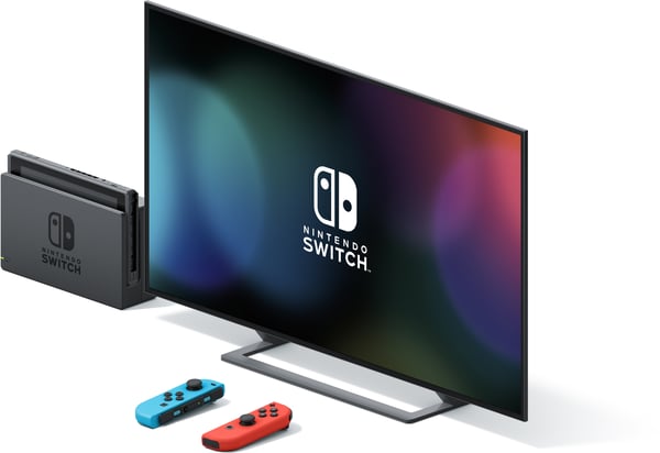 Nintendo Switch - spillekonsol, neonrød og neonblå