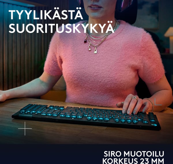 Logitech G915 X LIGHTSPEED -lågprofils gamingtangentbord, Tactile-knappar, svart