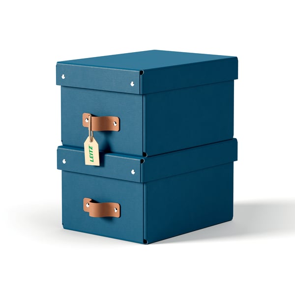 Leitz Puro förvaringslåda med lock, S-storlek, 7 l, 2 st, mörkblå Leitz Puro förvaringslåda med lock, S-storlek, 7 l, 2 st, mörkblå