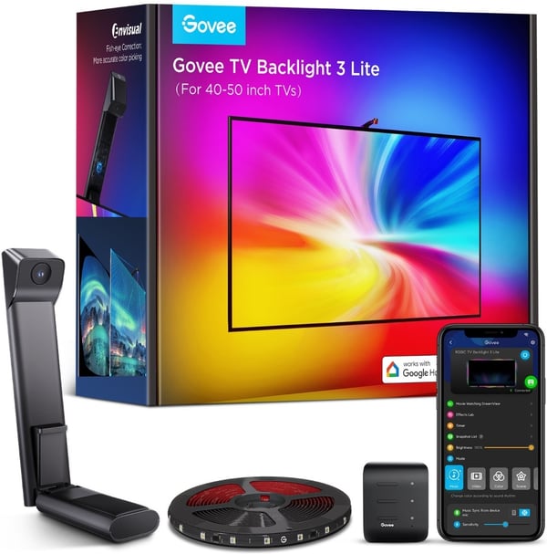 Govee TV-bakgrundsbelysning 3 Lite LED-remsor, för 40 - 50" TV-apparater
