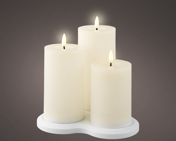 Lumineo uppladdningsbara vaxljus, 3 st, vit