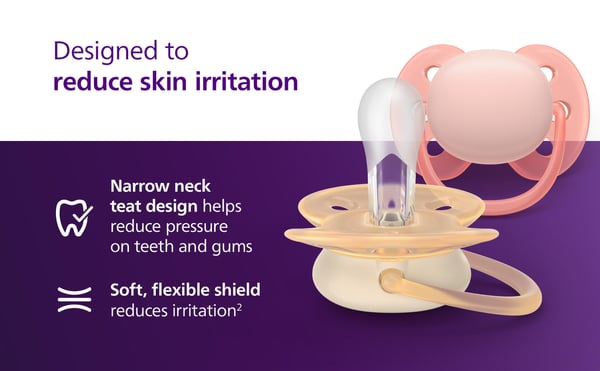 Philips Avent Ultra soft-napp, 0–6 mån, 2 st/förpackning, gul/orange, 80 % växtbaserade material