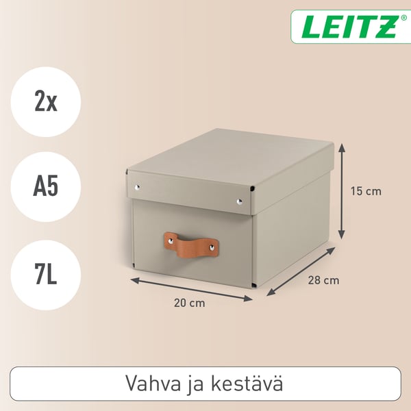 Leitz Puro förvaringslåda med lock, storlek S, 7 l, 2 st, beige