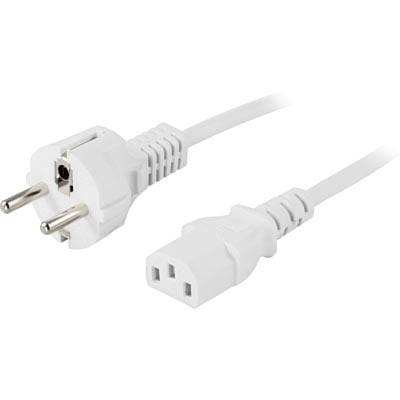 DELTACO CEE 7/7 - C13 -strömkabel, 3 m, vit