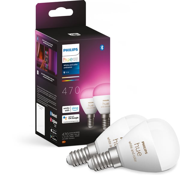 Philips Hue White and Color Ambience Lyster lampa, E14, P45 2 st