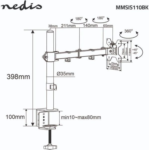 Nedis Single-monitorarm för en skärm