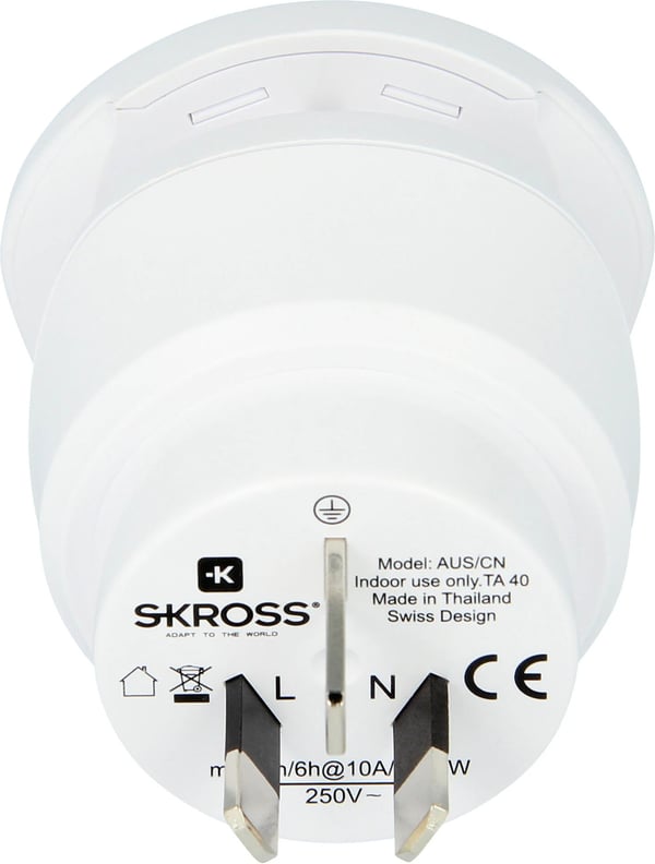 SKROSS Combo World rejseadapter Australien/Kina 2in1, Australien og Europa