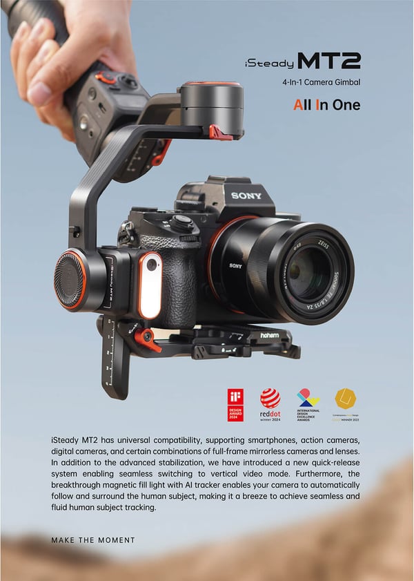HOHEM iSteady MT2 AI Kit gimbal til kamera eller smartphone