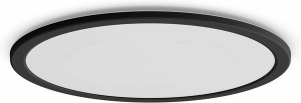 Philips Superslim CL550 -takplafond, rund, svart, 1300 lm, 2700K