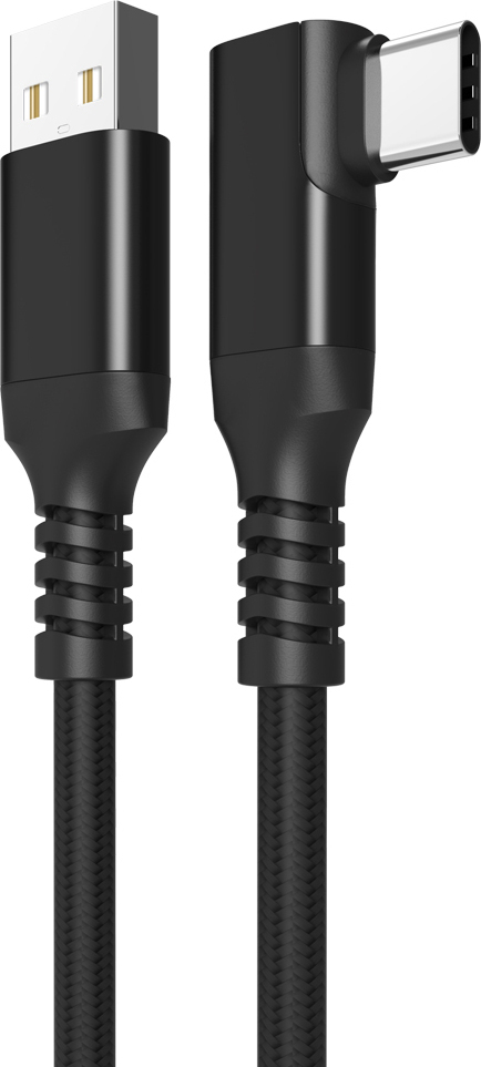 Fuj:tech USB-C 90° - USB-A kabel, 3 m, svart