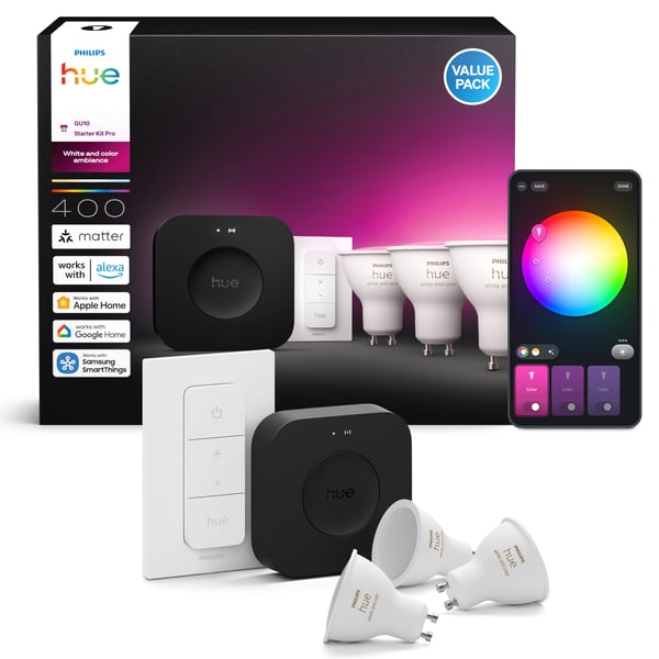 Philips Hue Startpaket, White and Color Ambiance, GU10
