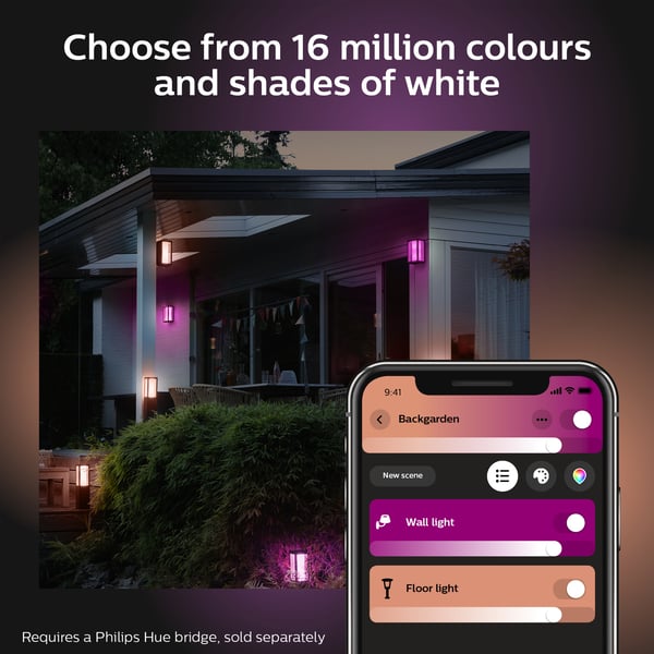 Philips Hue Impress Outdoor -smarthallampa, smal, antracit, för utomhusbruk, 24 cm, 1200 lm