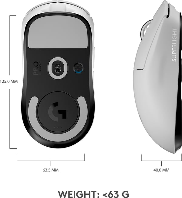Logitech Pro X Superlight spillemus, hvid