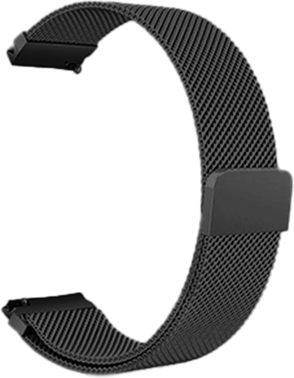 Wave flettet stålarmbånd 20 mm til smart- og sportsure, sort