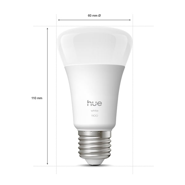 Philips Hue LED-smartlampa, White, E27, 1100 lm, 2-pack
