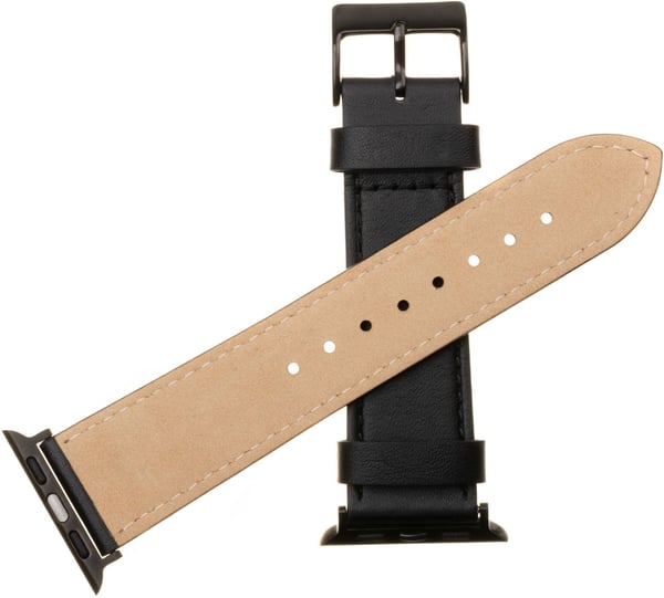 Fixerad läderrem för smartklocka, Apple Watch 42 / 44 / 45 / 49 mm, svart