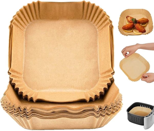Emerio 20 x 20 cm bagepapir til airfryer, 50 stk