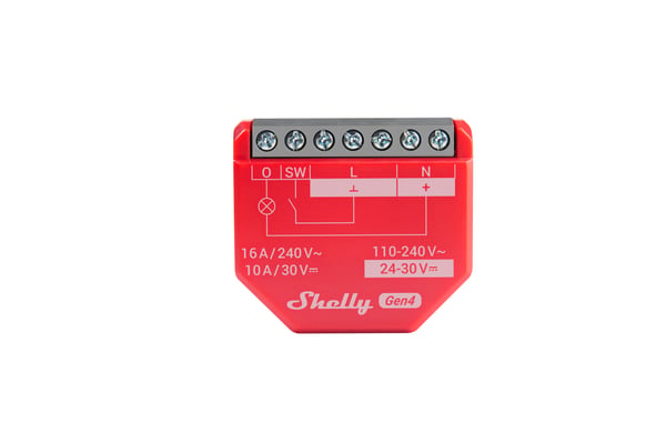 Shelly 1PM Gen4 smart switch, röd