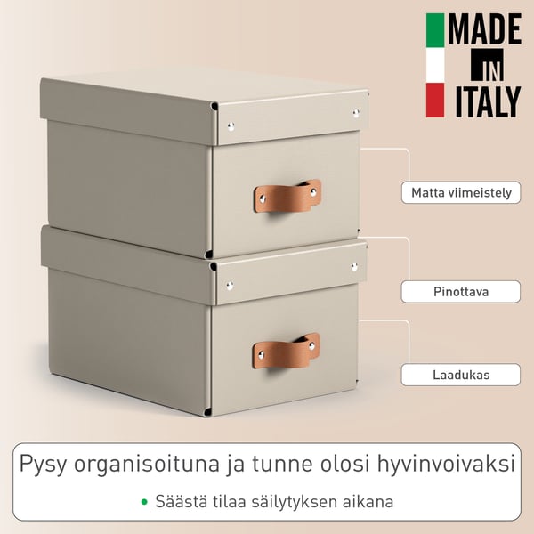Leitz Puro förvaringslåda med lock, storlek S, 7 l, 2 st, beige