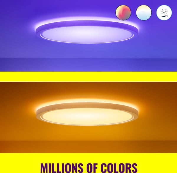 WiZ SuperSlim loftlampe, rund, hvid, WiFi, 32 W, RGB, 2200-6500 K, 3750 lm