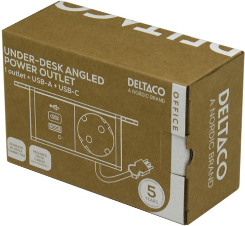 DELTACO strömpanel, 1 uttag, 1x21W A+C USB-laddare, GST18-kontakt