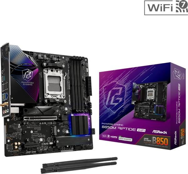 Asrock Phantom Gaming B850M Riptide WiFi AMD AM5 MicroATX-moderkort