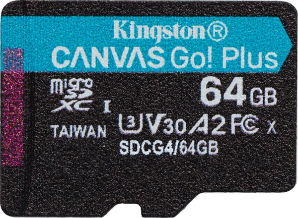 Kingston 64 GB microSDXC Canvas Go! Plus Gen4-minneskort + SD-adapter