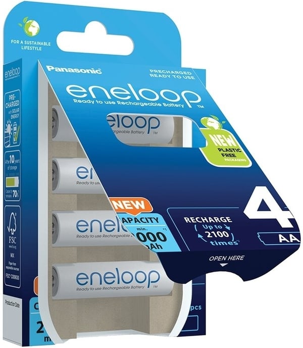 Panasonic Eneloop AA 1900 mAh -uppladdningsbart batteri, 4 st