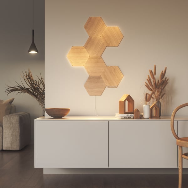 Nanoleaf Elements Träliknande Hexagoner Startpaket -startpaket, 7-panelspaket
