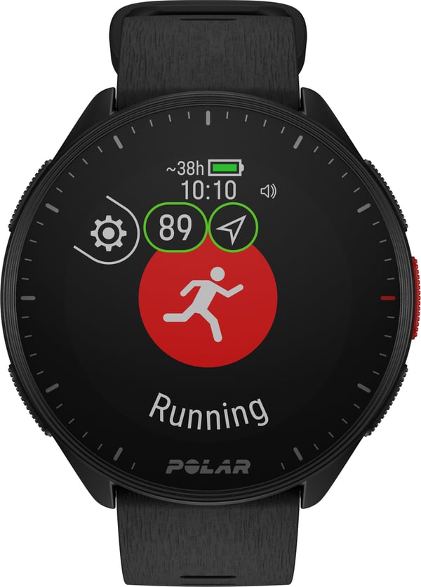 Polar Pacer -GPS-løbeur, Nat Sort