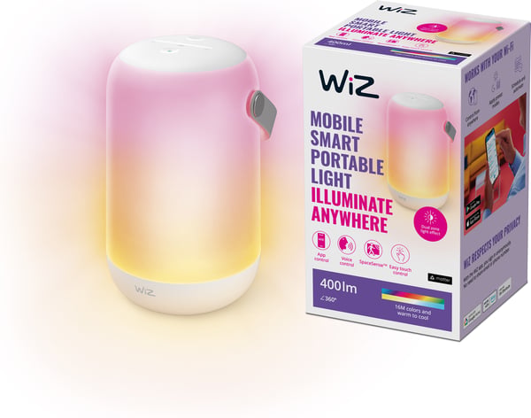 WiZ Mobil Bærbar -opladningsbar smart bordlampe, hvid, WiFi