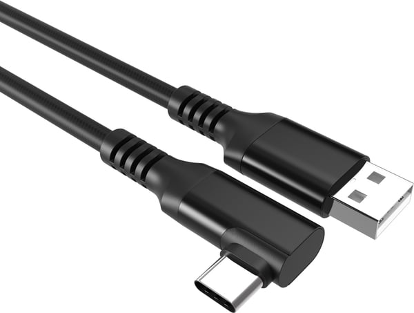 Fuj:tech USB-C 90° - USB-A kabel, 3 m, svart