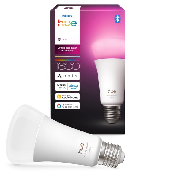 Philips Hue LED-smartlampa, Vit och färgambiance, E27, 1600 lm