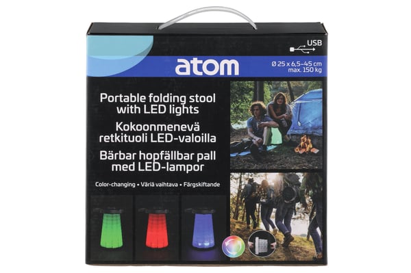 Atom hopfällbar campingstol med LED-lampor