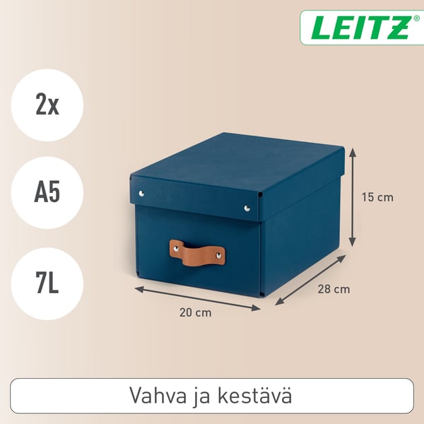 Leitz Puro förvaringslåda med lock, S-storlek, 7 l, 2 st, mörkblå