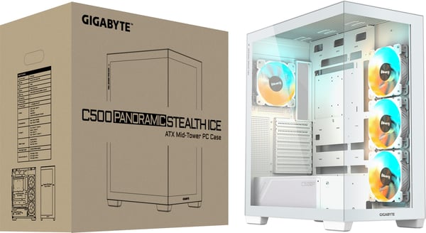 Gigabyte Panoramic Stealth Ice GB-C500PI ST ATX Mid-Tower chassi, vit