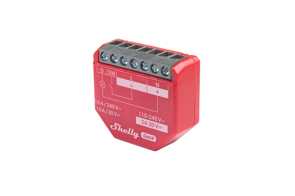 Shelly 1PM Gen4 smart switch, röd