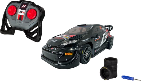 NIKKO Toyota Gazoo Racing Rovanperä Sweden Rally 2024, fjärrstyrd bil med extra däck, 1:16