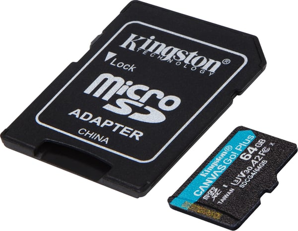 Kingston 64 GB microSDXC Canvas Go! Plus Gen4-minneskort + SD-adapter