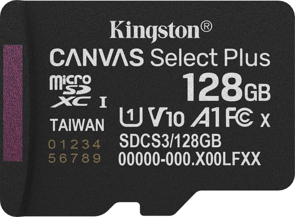 Kingston 128 GB Canvas Select Plus Gen3 UHS-I microSD minneskort