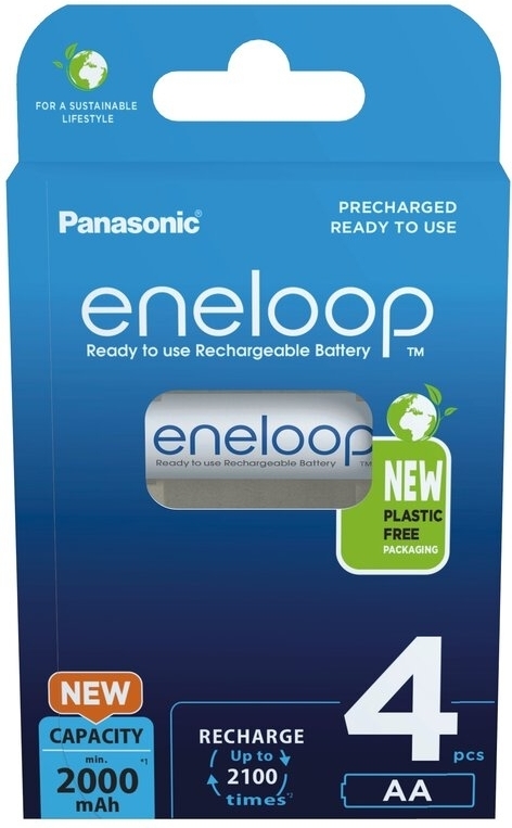 Panasonic Eneloop AA 1900 mAh -uppladdningsbart batteri, 4 st