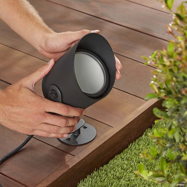 Philips Lily XL HUE Outdoor vit och färg ambiance -trädgårdsspotlight, 24 V, 24 cm, antracit, för utomhusbruk 15 W